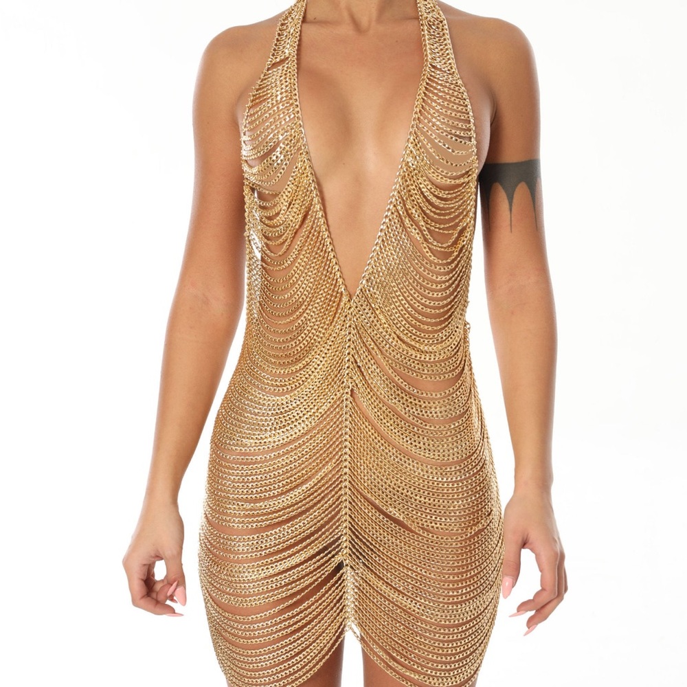 SILVER Chain Dress, Silver Chainmail- size small